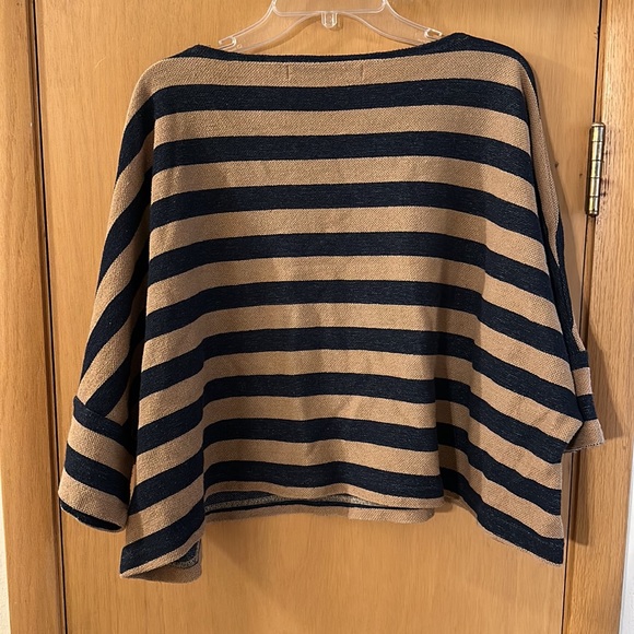 Journal Standard Luxe Striped Cropped Top Cotton Tan Navy Blue Size M-L - Picture 8 of 10